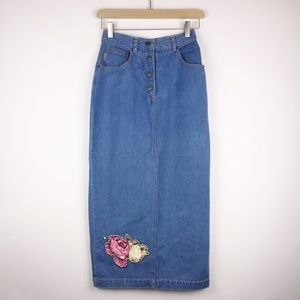Vintage 90s  high waisted denim midi pencil skirt